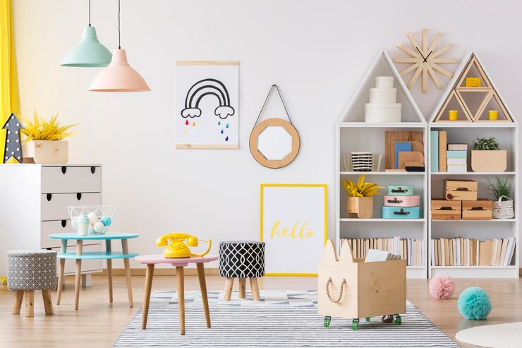 Photo colorful child's playroom interior