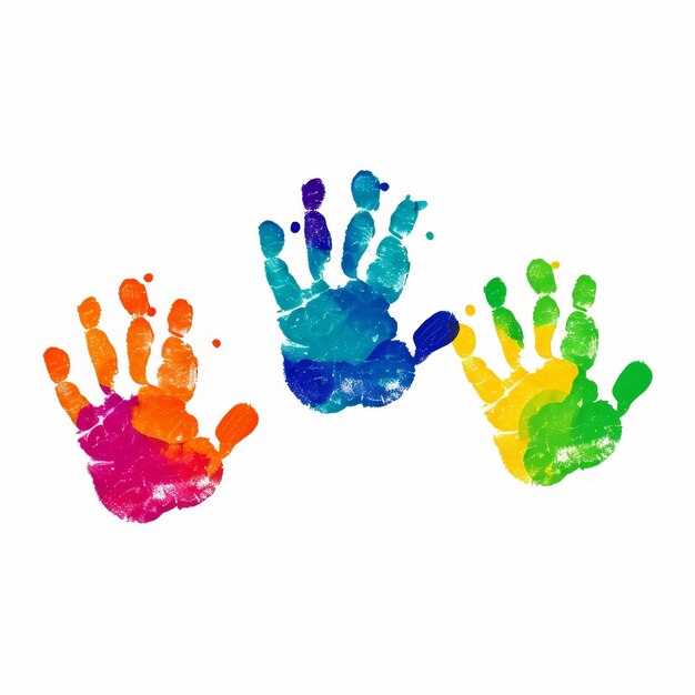 Colorful childs red handprints vector art