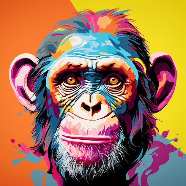 Colorful Chimpanzee A Vibrant Popart Masterpiece