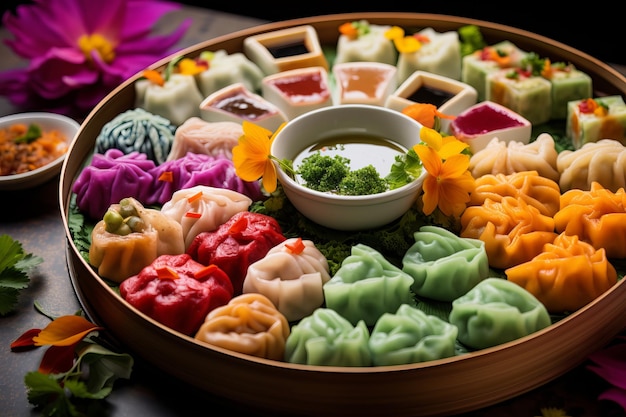 Colorful Chinese Dim Sum Platter