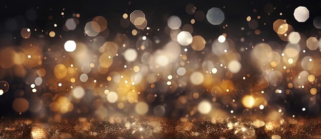 写真 色鮮やかなクリスマスの背景で金色のライトが砂と穀物のスタイルで