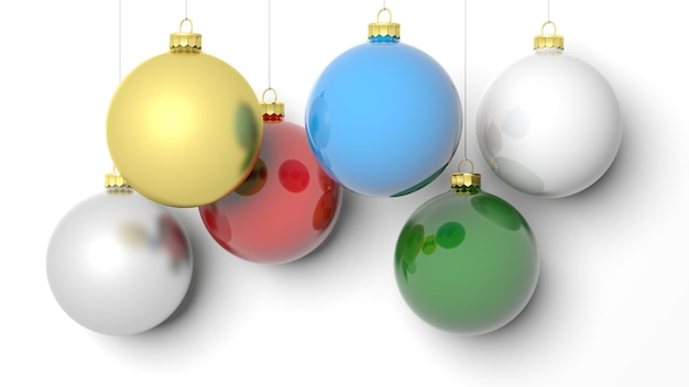 Colorful Christmas balls isolated on white background