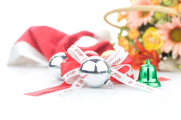 Colorful christmas decoration on white