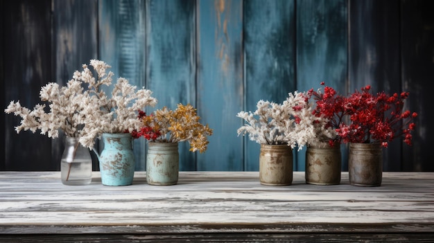 Colorful Christmas paraphernalia on a wooden background on the table