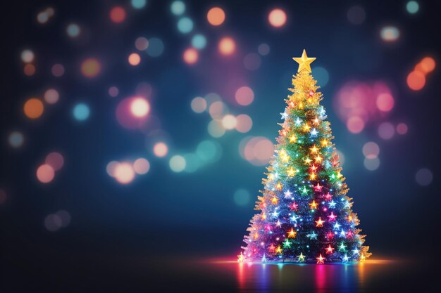 Colorful christmas tree background with copy space