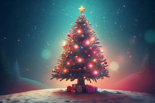 Photo colorful christmas tree