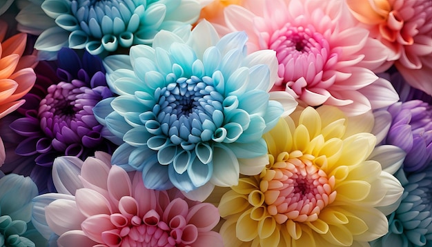 Colorful chrysanthemum flower macro shot