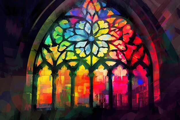 Colorful church window Generate Ai