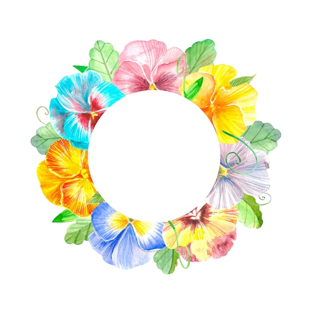 A colorful circle of flowers with the word hibiscus on the bottom.