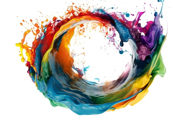 A colorful circle is being created by the artist.