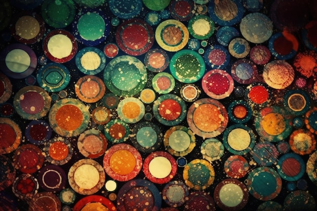 Colorful circle pattern on a table Generative AI