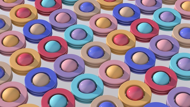 Colorful circle shapes. Abstract illustration, 3d render.