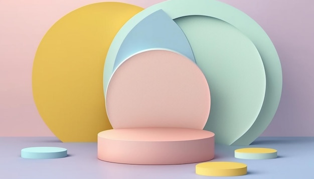 A colorful circle sits in front of a colorful wall.
