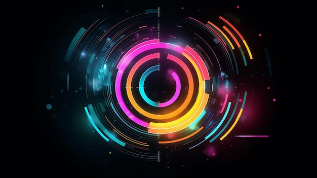 A colorful circle with a black background Generative ai