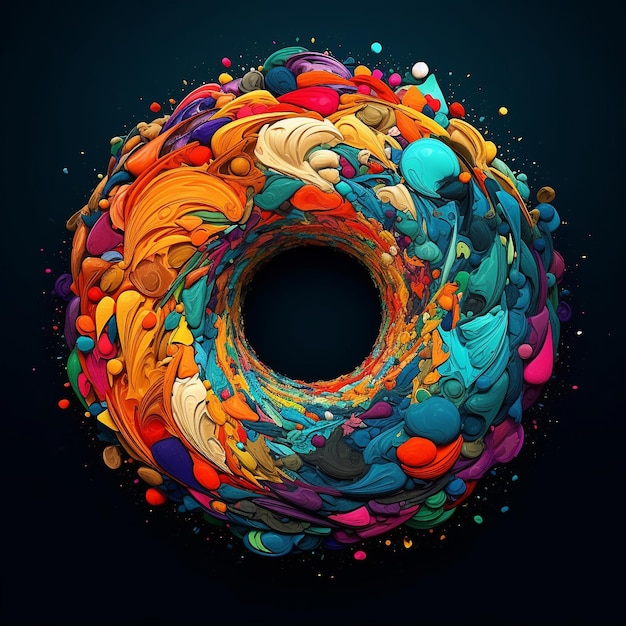 A colorful circle with a blue circle in the center