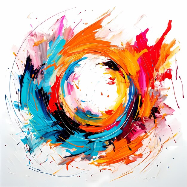 a colorful circle with a circle of paint in the middle.