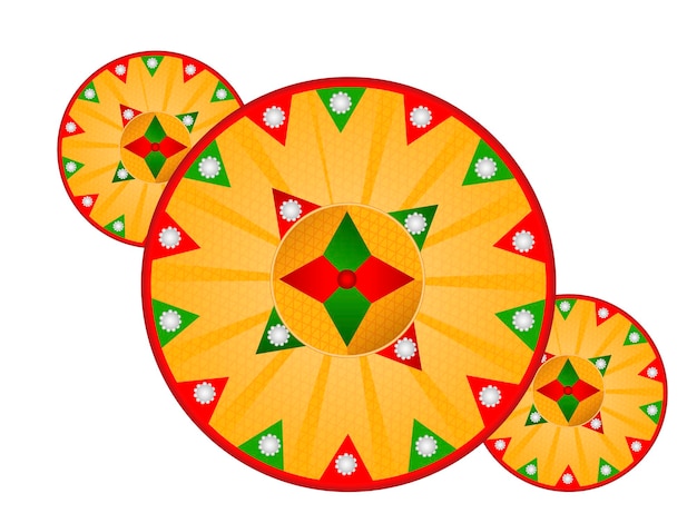 A colorful circle with a flower in the middle.