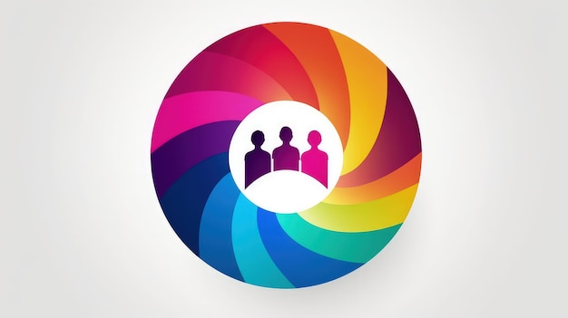 A colorful circle with a group of people in it