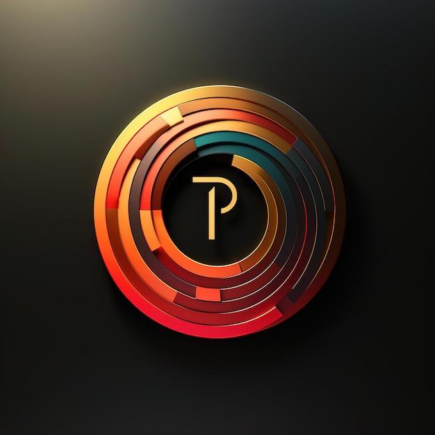 Photo a colorful circle with a letter p on it