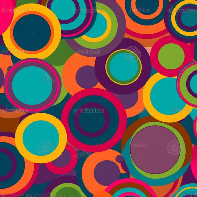 Colorful circles on a pink background.