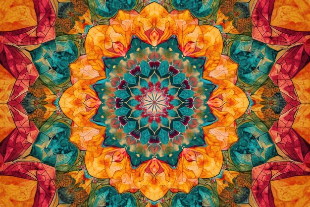 A Colorful Circular Design With Many Different Colors An abstract kaleidoscope pattern filling the entire background AI Generated