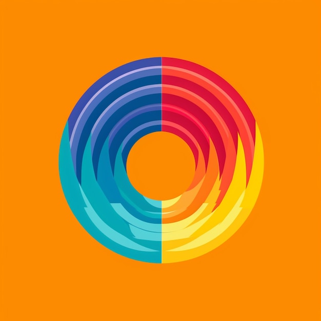 A colorful circular logo with a yellow background generative ai