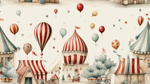 Colorful Circus Elements Seamless Pattern AI Generated