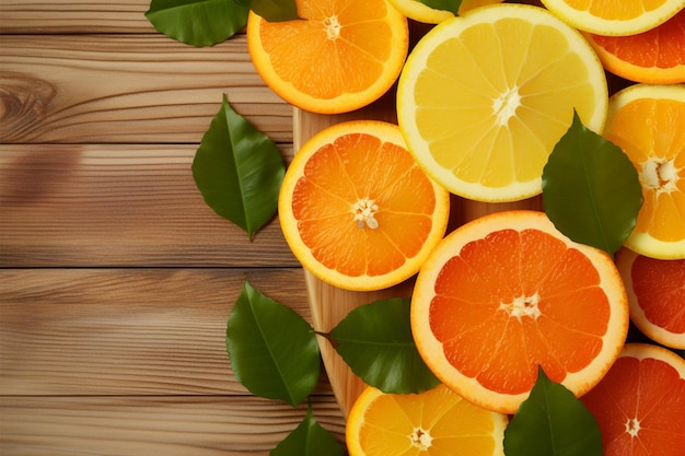 Colorful citrus assortment on a pristine white wooden backdrop