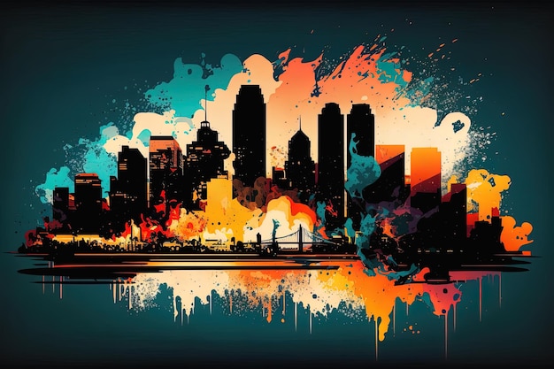 A colorful cityscape with the word phoenix on it