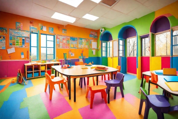 Photo colorful classroom for kids