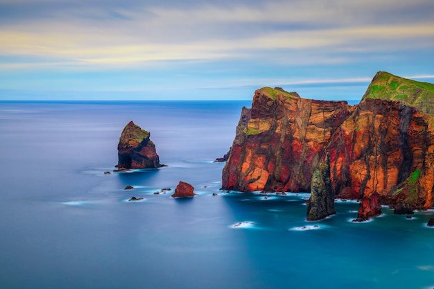 Colorful cliffs of Ponta de Sao Lourenco peninsula Madeira Islands Portugal