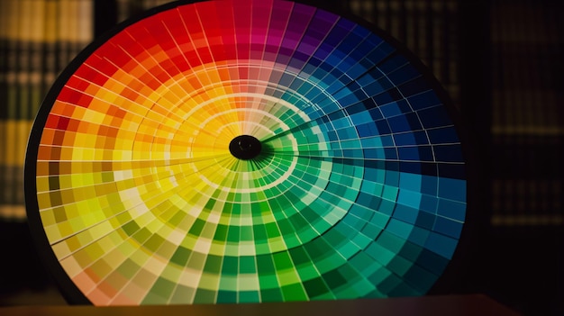 A colorful clock sitting on top of a table