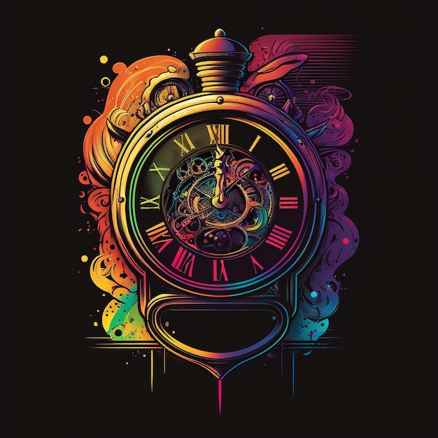 A colorful clock with the time of 12 : 45