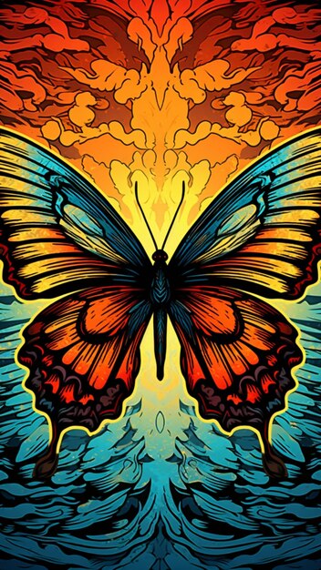 Photo colorful close up illustration of a butterfly