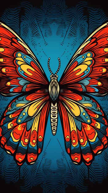 Colorful close up illustration of a butterfly