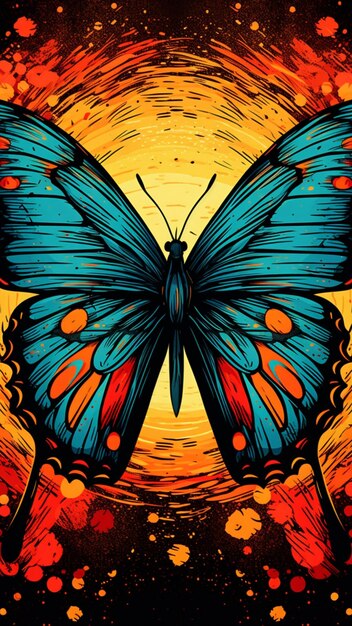 Photo colorful close up illustration of a butterfly