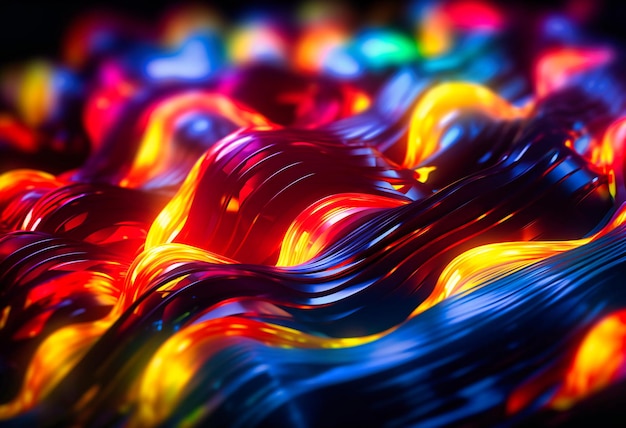 A colorful close up of a wire and lights