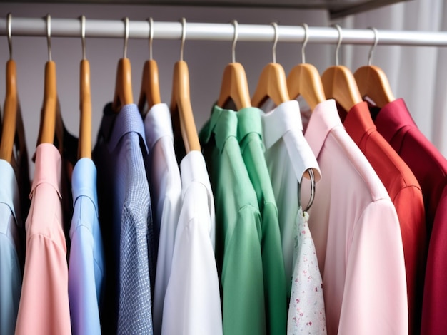 colorful clothes on hangers background