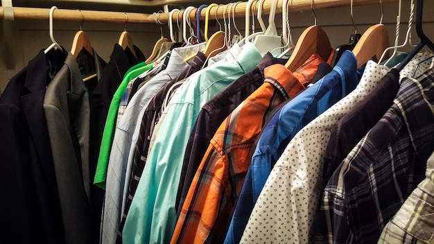 colorful clothes hanging on rack