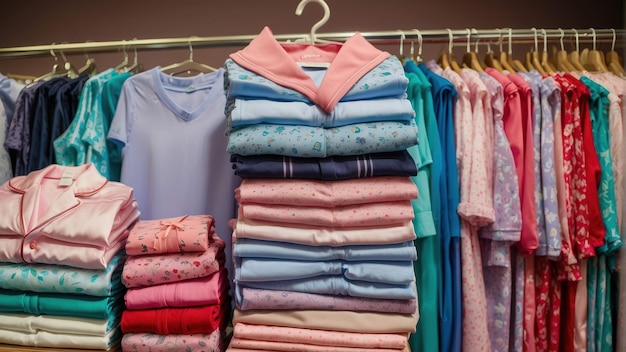 Colorful clothing displays at a retail shop