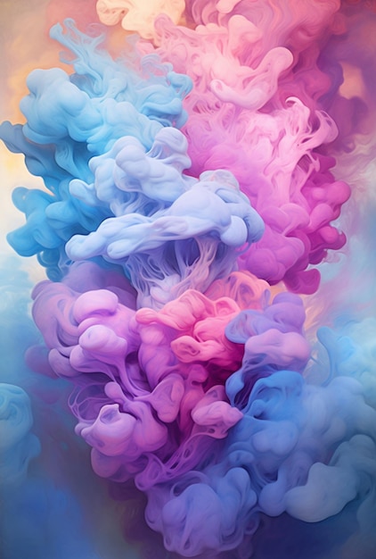 A colorful cloud of paint is being dropped into a watercolor background.