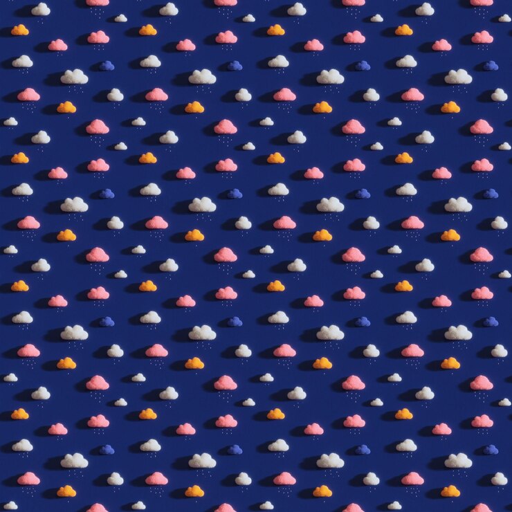 Photo colorful cloud pattern with varying shapes on a deep blue background