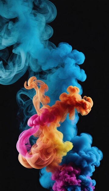 Colorful cloud of smoke on a black background Background for design