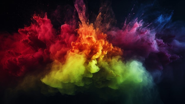 A colorful cloud of smoke on a black background