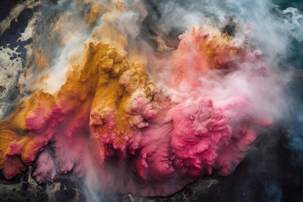 Colorful cloud of smoke in the form of an explosion Abstract background Generative AI