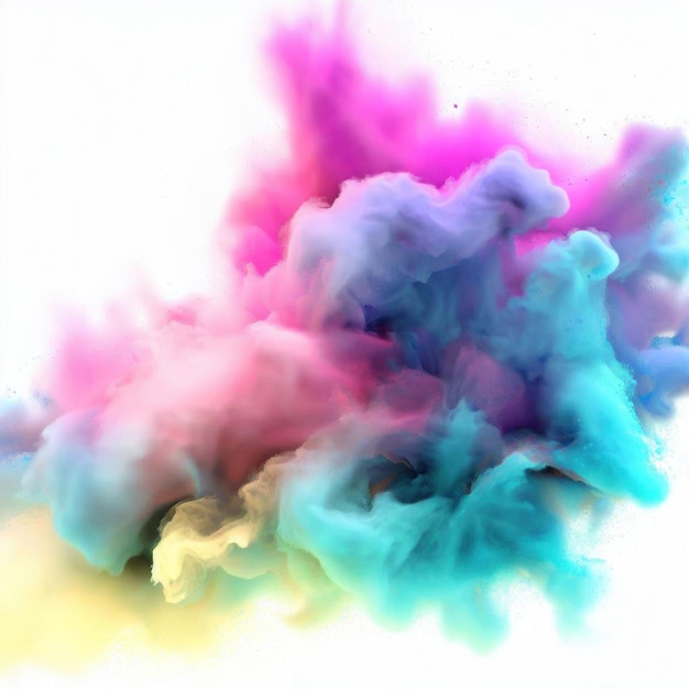 A colorful cloud of smoke is being dropped into the air