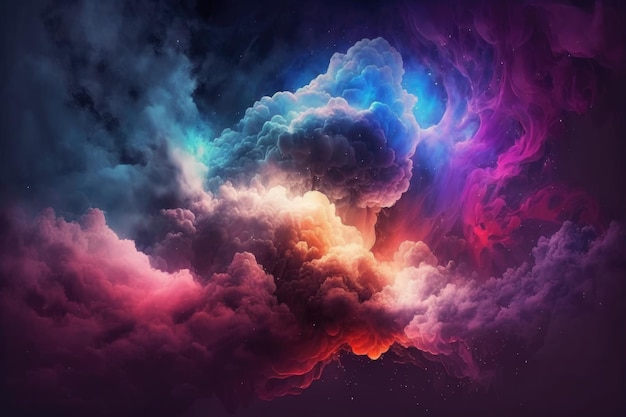 A colorful cloud with a black background