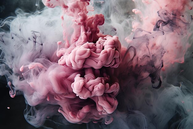 水の中にカラフルなインクの雲、煙の抽象化、水の中の色のしぶき