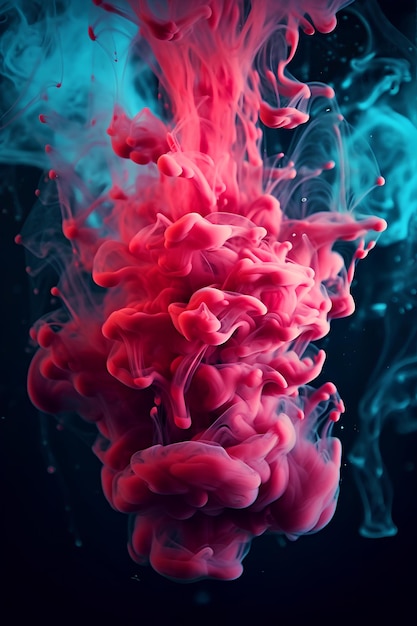 물에 잉크의 다채로운 구름 연기 물에 추상 색상 스플래시