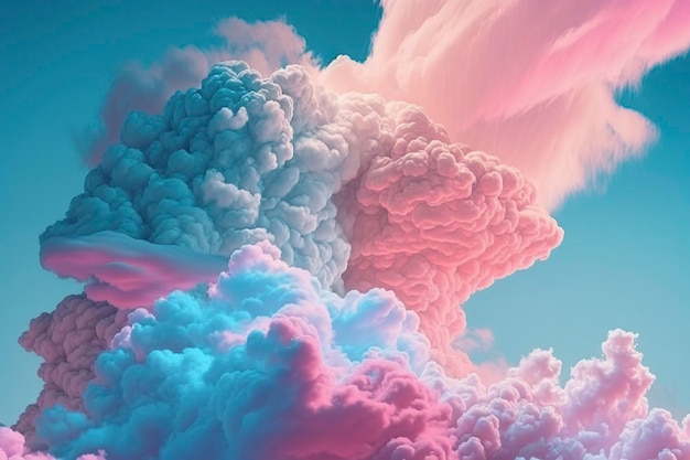 Colorful clouds in the shape of marshmallows AI technology generated image